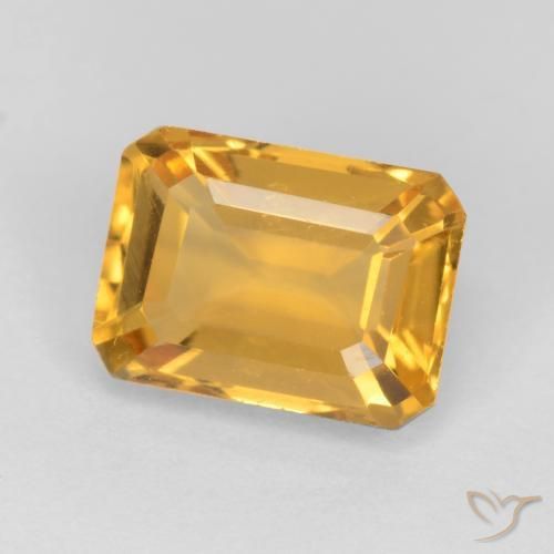 Citrino Naranja dorado intenso natural de 1.58 ct, Corte Octágono / Esmeralda, VVS-VS
