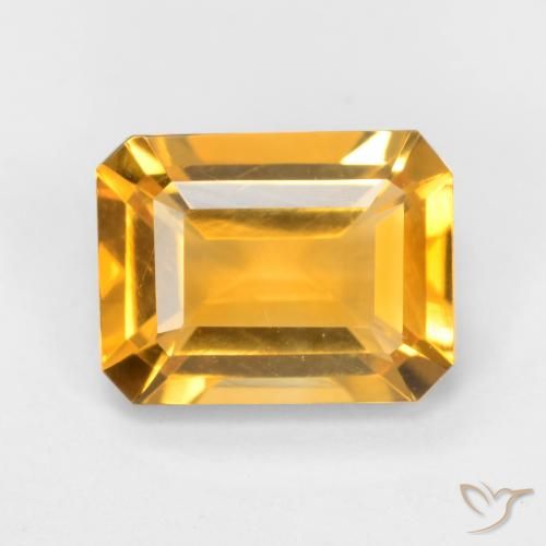 1.58ct Natural Naranja dorado intenso Citrino, corte esmeralda, VVS-VS