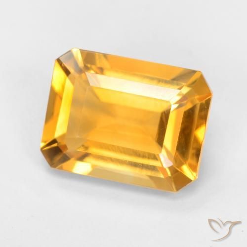 Citrino Naranja dorado intenso natural de 1.58 ct, Corte Octágono / Esmeralda, VVS-VS