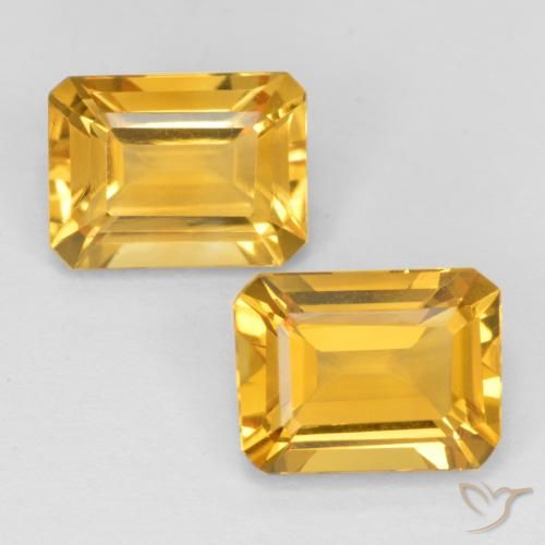 3.09ctw Natural Dorado medio Citrino, corte esmeralda, VVS-VS