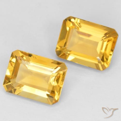 Gemas de Citrino Dorado medio natural de 3.09 ct, Corte Octágono / Esmeralda, VVS-VS