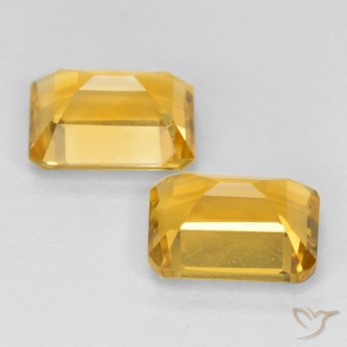 Gemas de Citrino Dorado medio natural de 3.09 ct, Corte Octágono / Esmeralda, VVS-VS