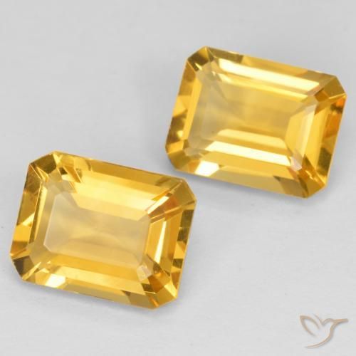 Gemas de Citrino Dorado medio natural de 2.83 ct, Corte Octágono / Esmeralda, VS