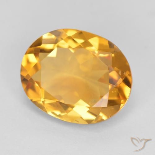 Citrino Naranja dorado intenso natural de 3.17 ct, Ovalada, VS
