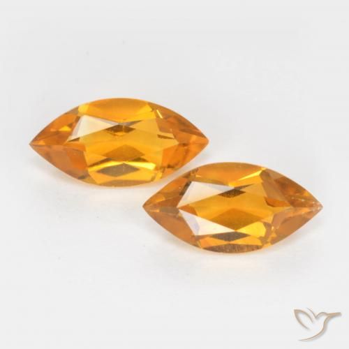 Gemas de Citrino Dorado naranja intenso natural de 0.95 ct, Marquesa, VS