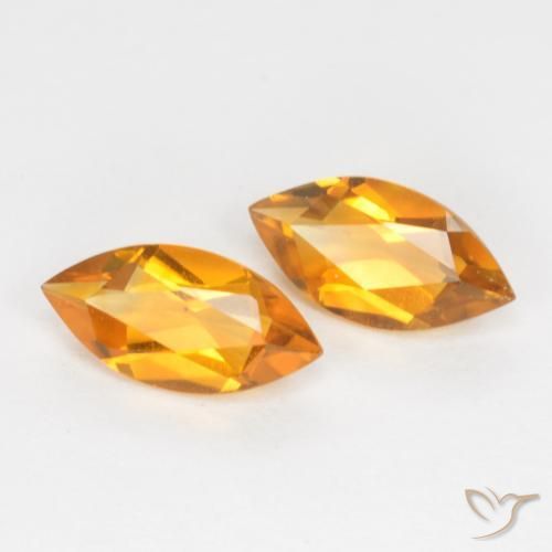 Gemas de Citrino Dorado naranja intenso natural de 0.95 ct, Marquesa, VS