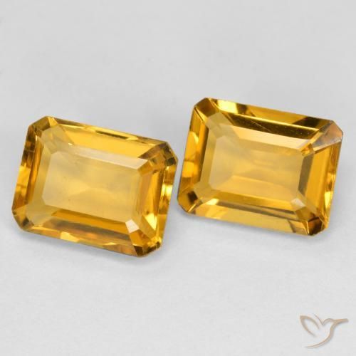 Gemas de Citrino Dorado-naranja medio natural de 2.93 ct, Corte Octágono / Esmeralda, VS