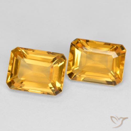 Gemas de Citrino Dorado naranja natural de 3.07 ct, Corte Octágono / Esmeralda, VS