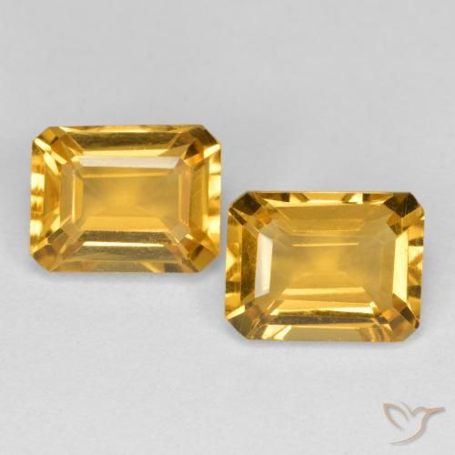 Gemas de Citrino Dorado natural de 3.02 ct, Corte Octágono / Esmeralda, VS