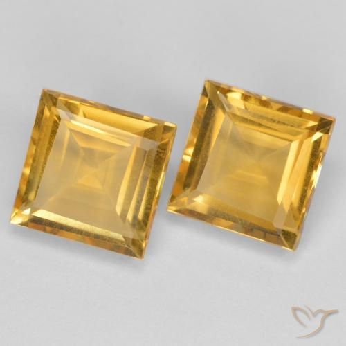 Gemas de Citrino Naranja dorado intenso natural de 3.21 ct, Cuadrado, VS