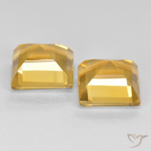 Gemas de Citrino Naranja dorado intenso natural de 3.21 ct, Cuadrado, VS