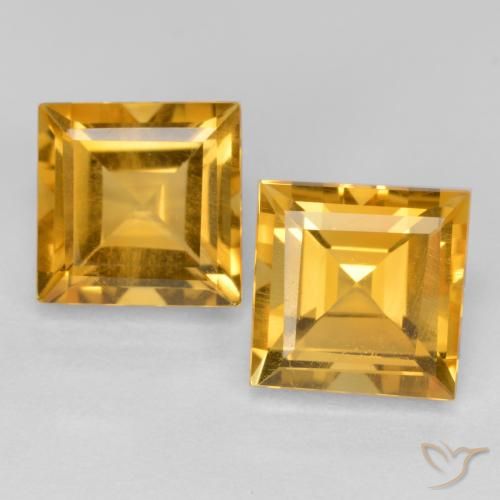 3.65ctw Natural Dorado oscuro Citrino, Cuadrado, VS
