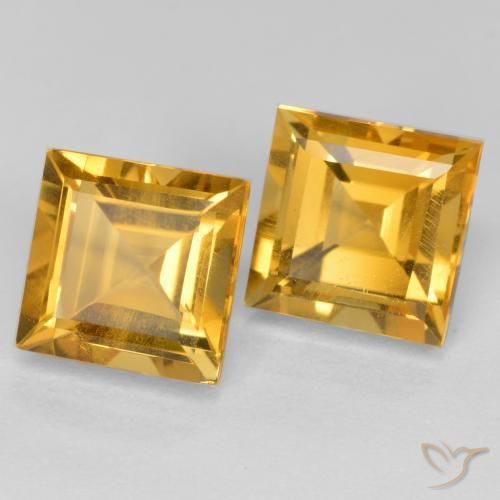 Gemas de Citrino Dorado oscuro natural de 3.65 ct, Cuadrado, VS