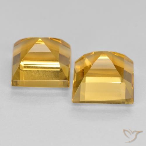 Gemas de Citrino Dorado oscuro natural de 3.65 ct, Cuadrado, VS