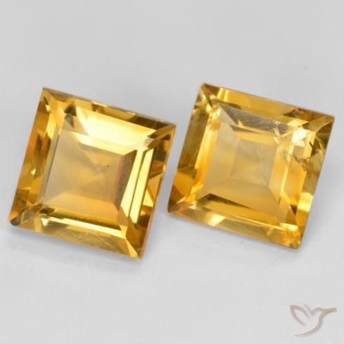 Gemas de Citrino Naranja dorado intenso natural de 2.85 ct, Cuadrado, VS
