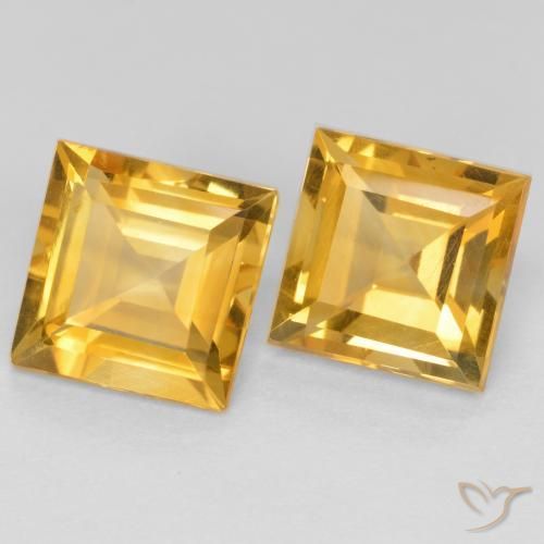 Gemas de Citrino Naranja dorado natural de 3.28 ct, Cuadrado, VS