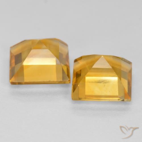 Gemas de Citrino Naranja dorado natural de 3.28 ct, Cuadrado, VS