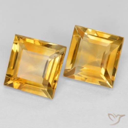 Gemas de Citrino Naranja dorado intenso natural de 3.11 ct, Cuadrado, VS
