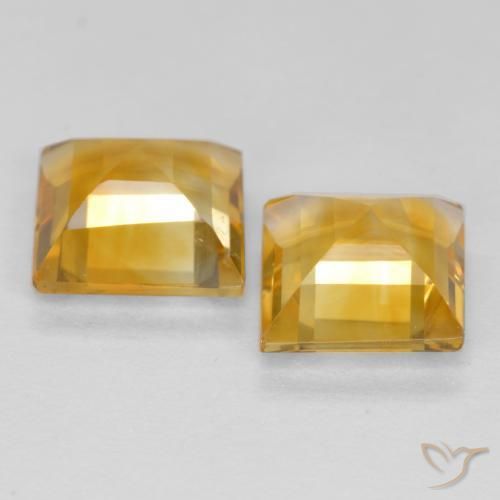 Gemas de Citrino Naranja dorado intenso natural de 3.11 ct, Cuadrado, VS