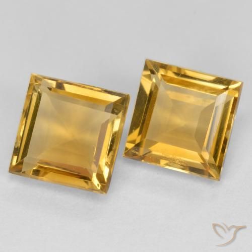 Gemas de Citrino Naranja dorado intenso natural de 3.16 ct, Cuadrado, VS