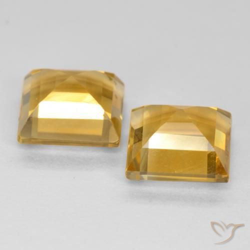 Gemas de Citrino Naranja dorado intenso natural de 3.16 ct, Cuadrado, VS
