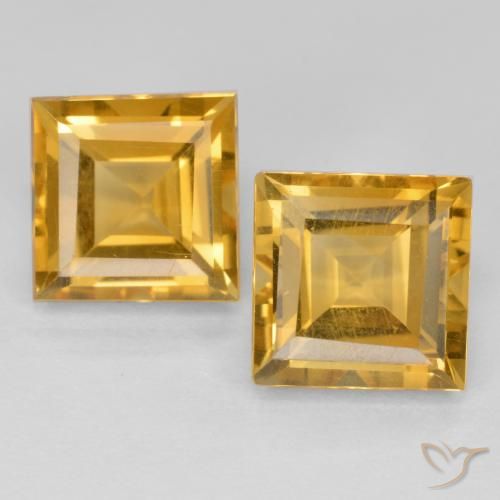 3.78ctw Natural Naranja dorado Citrino, Cuadrado, VS
