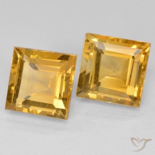 Gemas de Citrino Naranja dorado natural de 3.78 ct, Cuadrado, VS