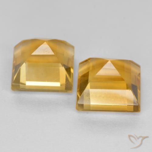 Gemas de Citrino Naranja dorado natural de 3.78 ct, Cuadrado, VS