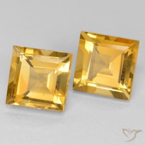 Gemas de Citrino Naranja dorado intenso natural de 3.35 ct, Cuadrado, VS