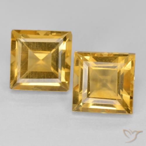 3.65ctw Natural Dorado oscuro medio Citrino, Cuadrado, VS