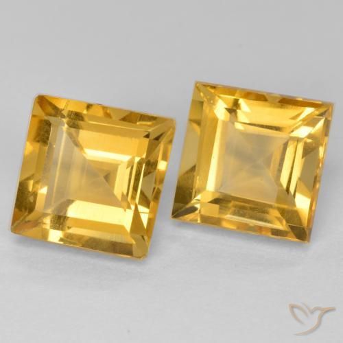 Gemas de Citrino Dorado oscuro medio natural de 3.65 ct, Cuadrado, VS