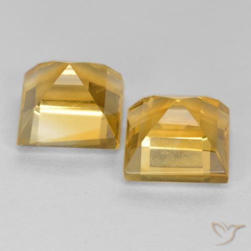 Gemas de Citrino Dorado oscuro medio natural de 3.65 ct, Cuadrado, VS
