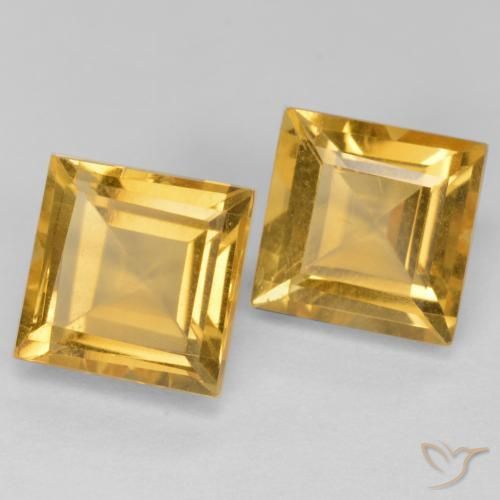 Gemas de Citrino Naranja dorado natural de 3.88 ct, Cuadrado, VS