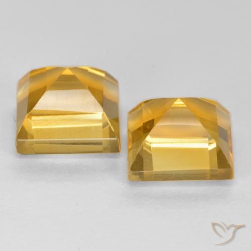 Gemas de Citrino Naranja dorado natural de 3.88 ct, Cuadrado, VS