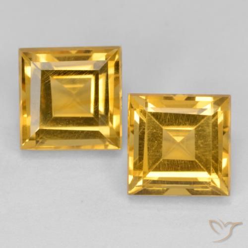 3.79ctw Natural Dorado oscuro medio Citrino, Cuadrado, VS