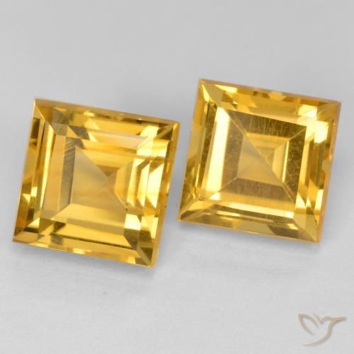Gemas de Citrino Dorado oscuro medio natural de 3.79 ct, Cuadrado, VS