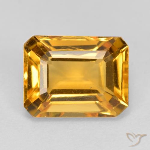 1.66ct Natural Dorado-naranja medio Citrino, corte esmeralda, VS