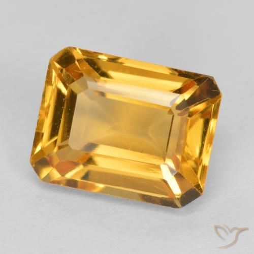 Citrino Dorado-naranja medio natural de 1.66 ct, Corte Octágono / Esmeralda, VS