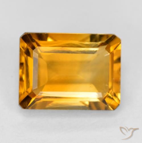 1.67ct Natural Dorado naranja Citrino, corte esmeralda, VS