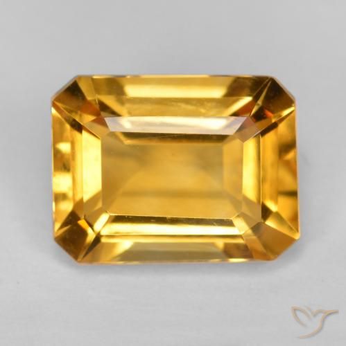 1.55ct Natural Dorado-naranja medio Citrino, corte esmeralda, VS