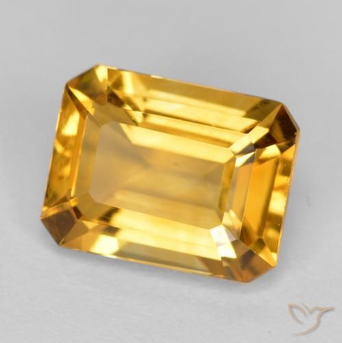 Citrino Dorado-naranja medio natural de 1.55 ct, Corte Octágono / Esmeralda, VS