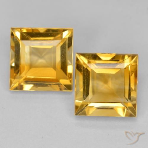 3.12ctw Natural Dorado intenso Citrino, Cuadrado, VS