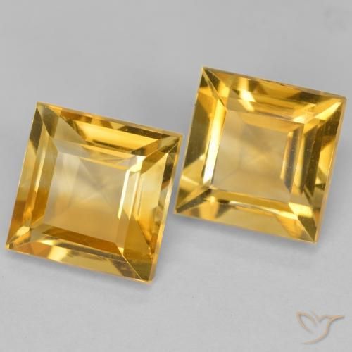 Gemas de Citrino Dorado intenso natural de 3.12 ct, Cuadrado, VS