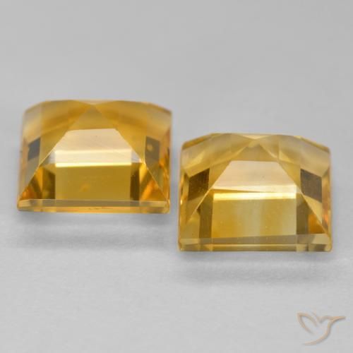 Gemas de Citrino Dorado intenso natural de 3.12 ct, Cuadrado, VS
