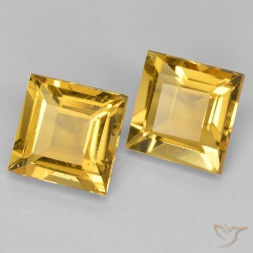 Gemas de Citrino Dorado intenso natural de 3.02 ct, Cuadrado, VS