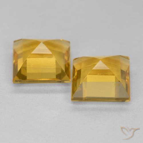 Gemas de Citrino Dorado intenso natural de 3.02 ct, Cuadrado, VS