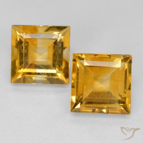 3.35ctw Natural Dorado naranja Citrino, Cuadrado, VS