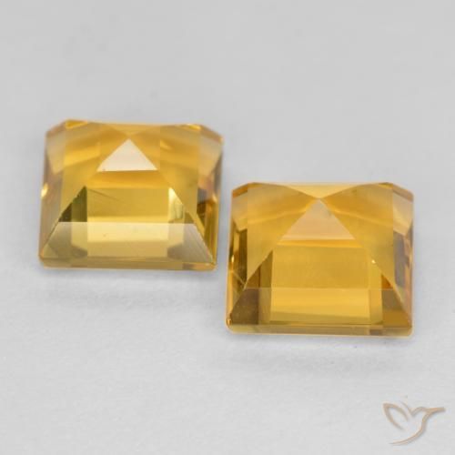 Gemas de Citrino Naranja dorado intenso natural de 3.16 ct, Cuadrado, VS