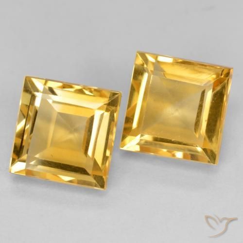 Gemas de Citrino Dorado natural de 3.65 ct, Cuadrado, VS