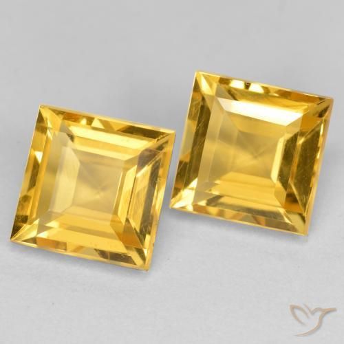 Gemas de Citrino Dorado natural de 3.41 ct, Cuadrado, VS